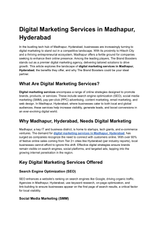 Digital Marketing Services in Madhapur, Hyderabad