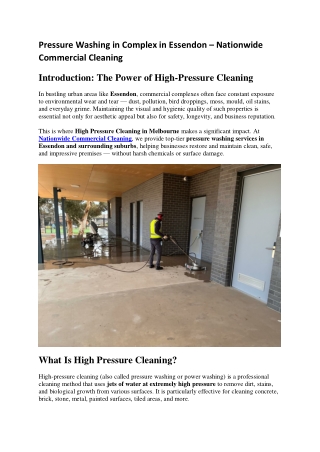 Pressure Washing in Complex in Essendon – Nationwide Commercial Cleaning