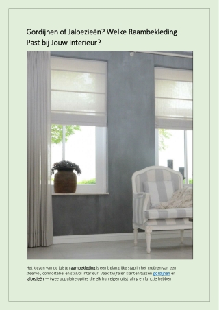 Gordijnen of Jaloezieën? Welke Raambekleding Past bij Jouw Interieur?