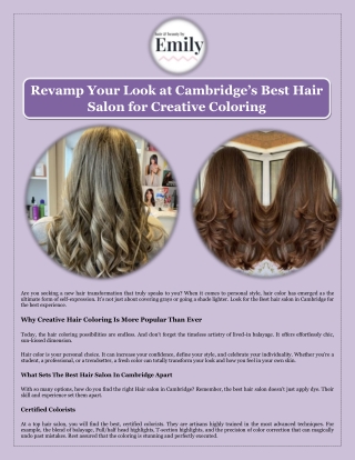 Revamp Your Look at Cambridge’s Best Hair Salon for Creative Coloring