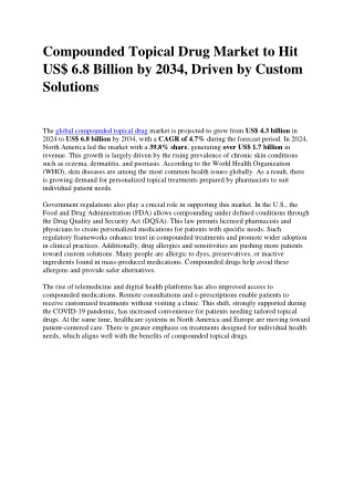 Compounded Topical Drug Market Trends Highlight Shift