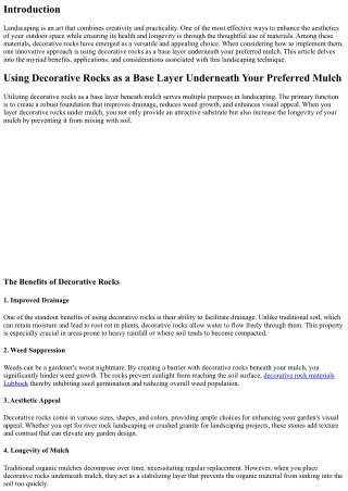 Using Decorative Rocks as a Base Layer Underneath Your Preferred Mulch