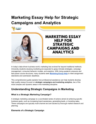 Marketing Essay Help for Strategic Campaigns and Analytics