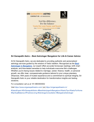 Sri Ganapathi Astro – Best Astrologer in Bangalore for Life & Career Advice