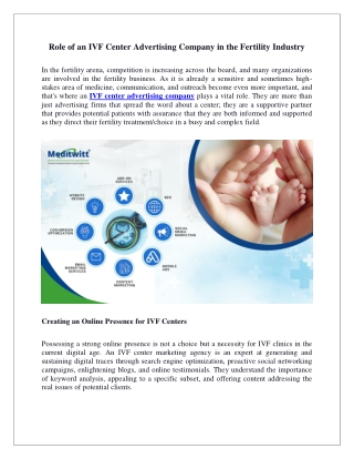Role of an IVF Center Advertising Company in the Fertility Industry