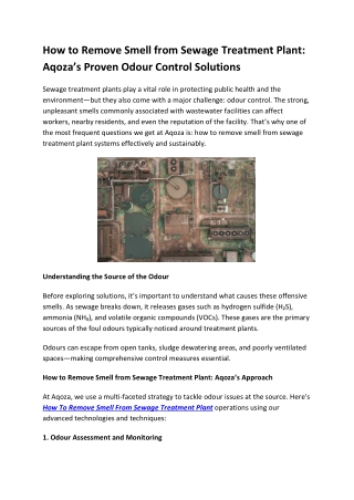 How to Remove Smell from Sewage Treatment Plant