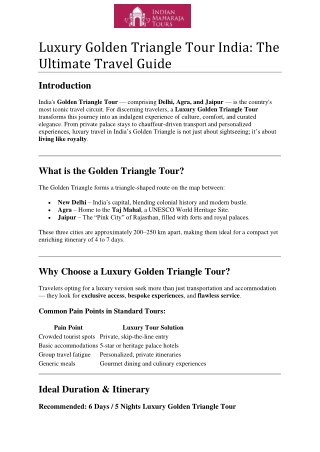 Luxury Golden Triangle Tour India