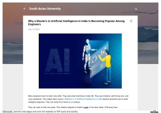 Why a Master's in Artificial Intelligence in India Is Becoming Popular Among Engineers