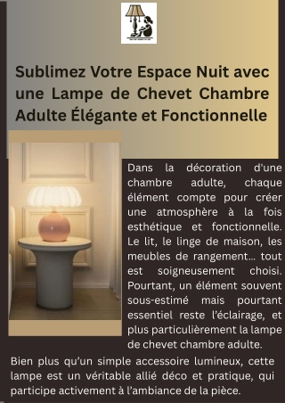 Sublimez Votre Espace Nuit avec une Lampe de Chevet Chambre Adulte Élégante et Fonctionnelle