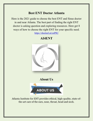 Best ENT Surgeon Atlanta, ai4ent
