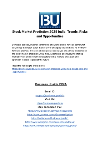 Stock Market Prediction 2025 India_ Trends, Risks and Opportunities