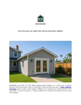 Turn Extra Space into Added Value with San Diego Home Additions