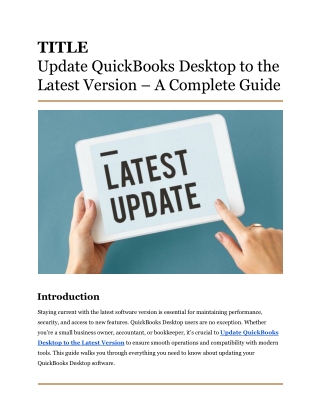 Update QuickBooks Desktop to the Latest Version – A Complete Guide