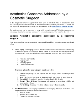 best cosmetic surgeon in India