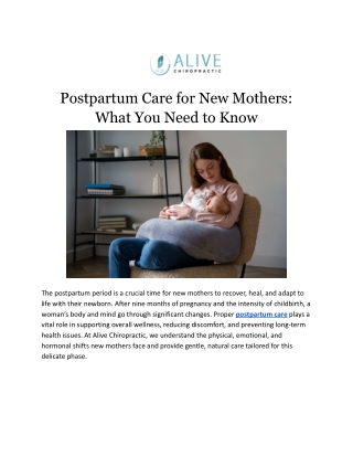 Postpartum Care for New Mothers: What You Need to Know