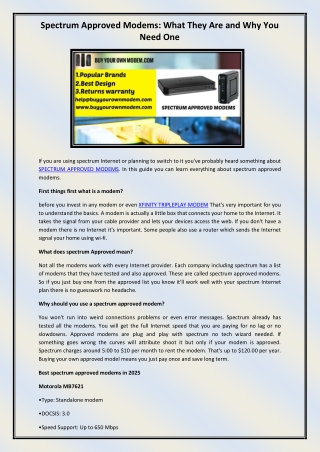 SPECTRUM APPROVED MODEMS