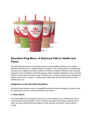 Smoothie King menu