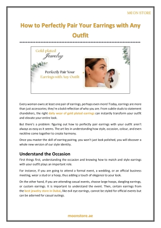 How to Perfectly Pair Your Earrings with Any Outfit