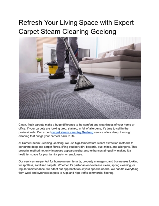 The Clean You Deserve – Carpet Steam Cleaning Geelong