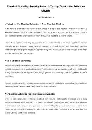 Electrical estimating services