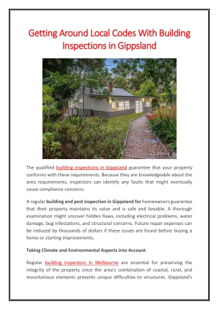 Getting Around Local Codes With Building Inspections in Gippsland