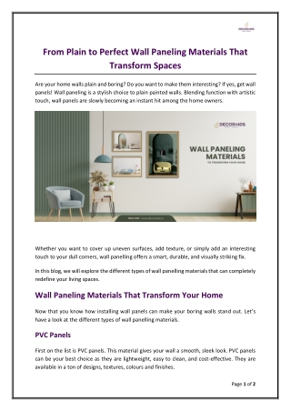 Best Wall Panelling Materials To Transform Spaces