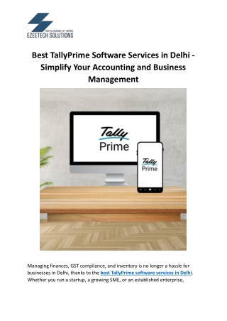 Best TallyPrime Software Services in Delhi