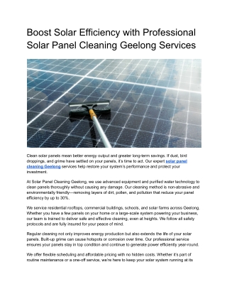 Solar Panel Cleaning Geelong – Same Day Service Available