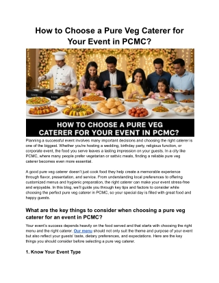 How to Choose a Pure Veg Caterer for Your Event in PCMC?