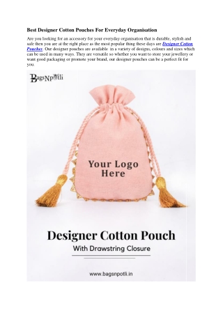 Designer Cotton Pouches For Everyday Organisation