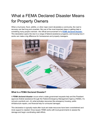 What a FEMA Declared Disaster Means for Property Owners