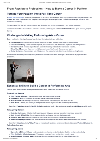 From Passion to Profession – How to Make a Career in Perform