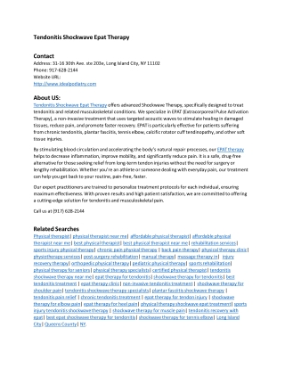 Tendonitis Shockwave Epat Therapy