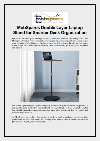 MobSpares Double Layer Laptop Stand for Smarter Desk Organization