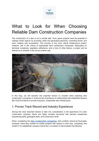 Choosing Reliable Dam Construction Companies: Guide
