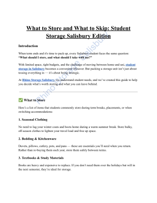 What to Store and What to Skip: Student Storage Salisbury