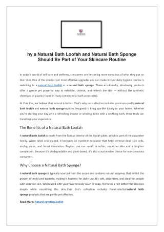 hy a Natural Bath Loofah and Natural Bath Sponge Should Be Part of Your Skincare Routine