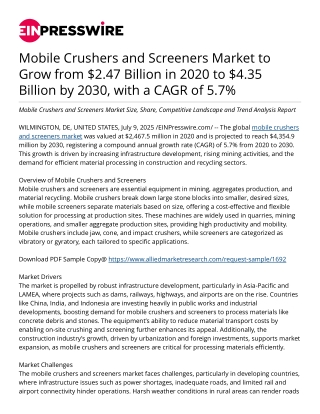 Mobile Crushers and Screeners Market