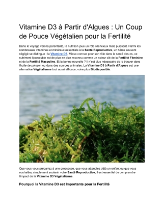 Vitamine D3 à Partir d'Algues