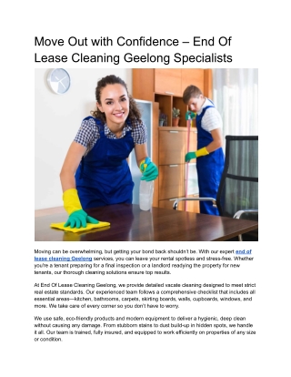 Geelong-Wide Exit Cleaning You Can Count On