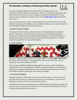 The Benefits of Hiring a Professional Video Studio