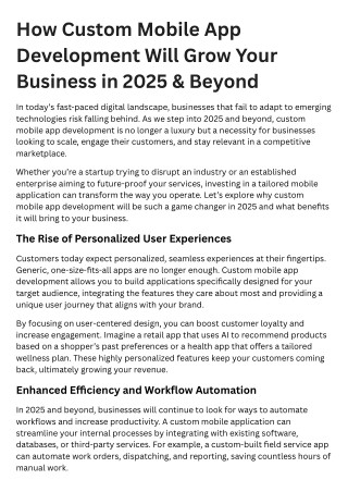 How Custom Mobile App Development Will Grow Your Business in 2025 & Beyond
