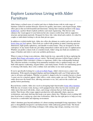 Explore Luxurious Living with Alder Furniture