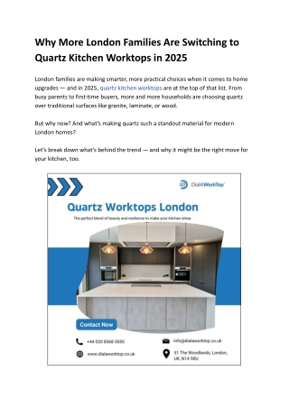 Why More London Families Are Switching to Quartz Kitchen Worktops in 2025