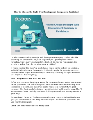 How to Choose the Right Web Development Company in Faridabad