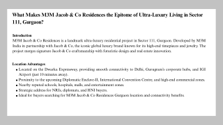 M3M Jacob & Co Residences Dwarka Expressway – Premium Flats for Sale