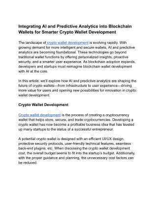 Integrating AI and Predictive Analytics into Blockchain Wallets for Smarter Crypto Wallet Development