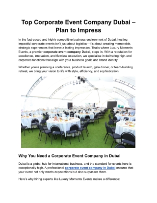 Top Corporate Event Company Dubai – Plan to Impress