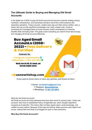 The Ultimate Guide to Buying and Managing Old Gmail Accounts