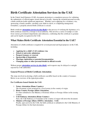 Birth Certificate Attestation Services in the UAE